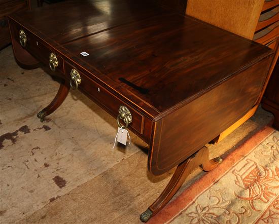 Regency mahogany sofa table, line-inlaid